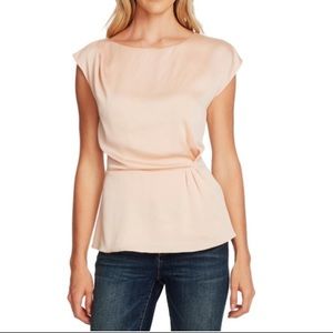 Vince Camuto Peplum Top Cinched-Waist Pleated